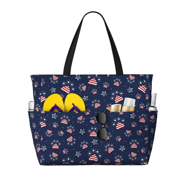 Fotbe Star Dog Paw Bolsa de Viaje para Playa - Resistente al Agua, Bolsa Tote de Gran Capacidad y Ligera con 7 Bolsillos para Mujeres y Hombres