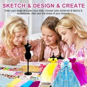 Wiher Fashion Designer Kit for Girls Creativity DIY Arts & Crafts Kit for Kids with Fashion Design Sketchbook, 5 Mannequins, Sewing Kit for Teen Girls Birthday and Christmas Gift Age 6-12