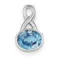 thumbnail image 1 of 925 Sterling Silver Blue Cubic Zirconia Cz Floating Open Chain Slide Pendant Necklace Charm, 1 of 6