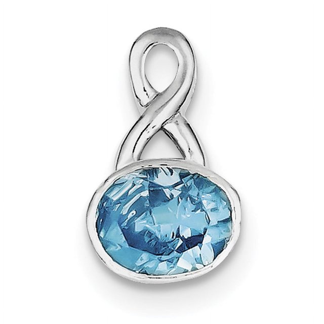 925 Sterling Silver Blue Cubic Zirconia Cz Floating Open Chain Slide Pendant Necklace Charm