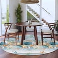 thumbnail image 3 of Round Area Rug 7 Ft, Blue Beach Coastal Washable Non-Slip Circle Carpet for Living Room/Bedroom, Nautical Shell Starfish Coral Summer Low-Profile Large Runner Mat Collection Rugs for Indoor, 3 of 8