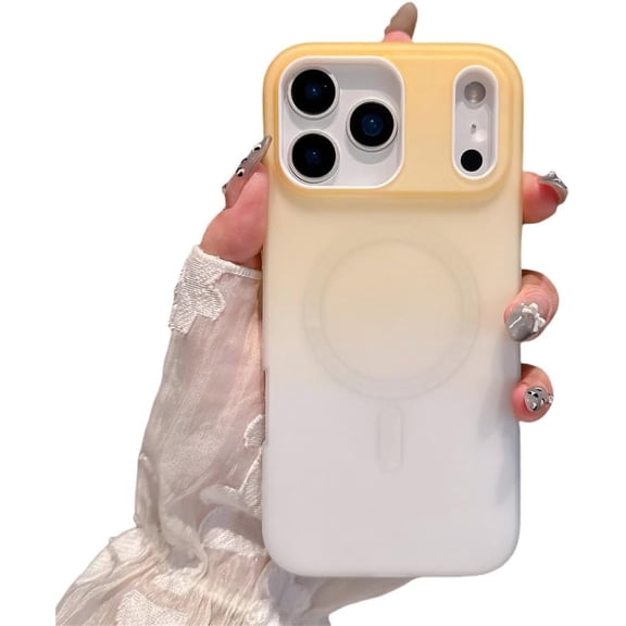 Gradient Color for Magnetic Phone Case for iPhone 17 Air 16 15 14 Plus 13 12 Pro Max 11 Shockproof Protective Back Cover,Yellow,for iPhone 13 Pro