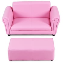 Infans Pink Kids Sofa Armrest Chair Couch Lounge Children Birthday Gift w/ Ottoman New