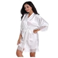 thumbnail image 6 of LYMAYTER Women's ‌Bride Robe Bridal Robe Lace Trim Kimono Soft Satin Party Sleepwear Bathrobe, 6 of 8