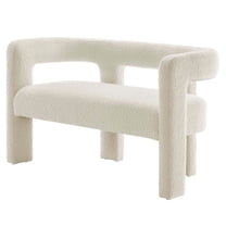 Loveseat Sofa Couch, Ivory White, Fabric, Living Kitchen Cafe Bistro Hospitality Restaurant, Modern Contemporary HB34867