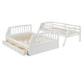 thumbnail image 6 of Twin Over Full Bunk Beds with 3 Storage Drawers and Stairway, Solid Wood Bunk Bed Twin Over Full Size with Storage Stairway and Guard Rail for Bedroom (White,Twin Over Full), 6 of 9