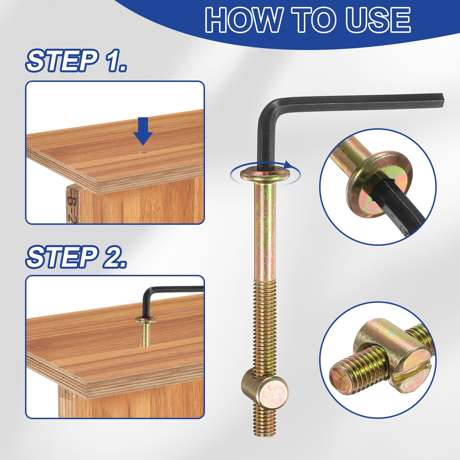 Uxcell 8 Set Bunk Bed Bolts and Nuts, M8x120mm Hex Drive Socket Cap Screws Nuts for Beds Headboards Chairs Furniture