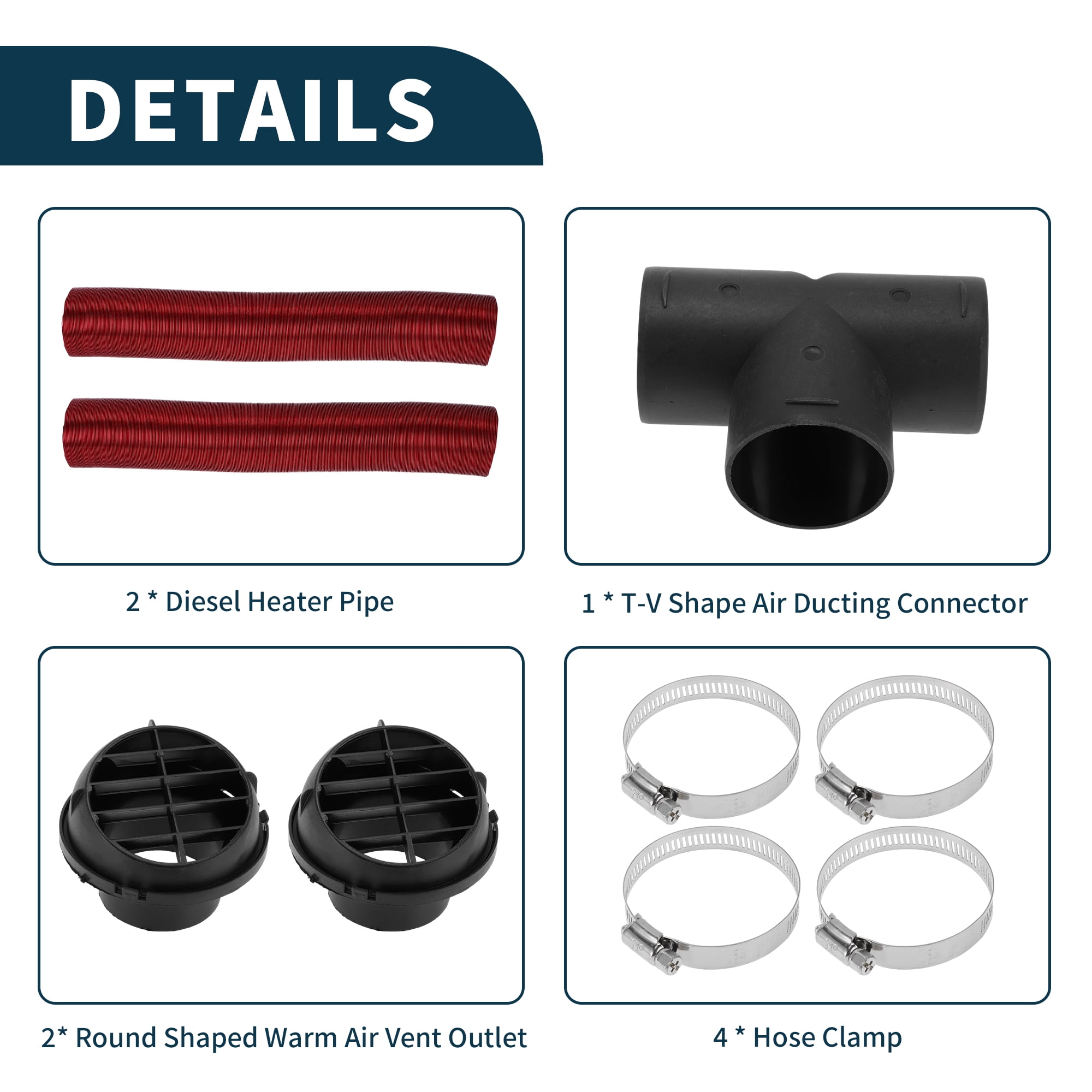 Unique Bargains 60mm Dia 80cm Car Heater Duct Kit Car Heater Duct Pipe Hose Set for Diesel Heater Red
