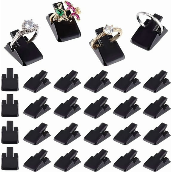 PH 36pcs Black Plastic Ring Holder Small Jewelry Display Clip Ring Clips Stand Single Finger Ring Support Ring Display for Engagement Wedding Rings Jewelry Store Vendors Bedroom Black DIY