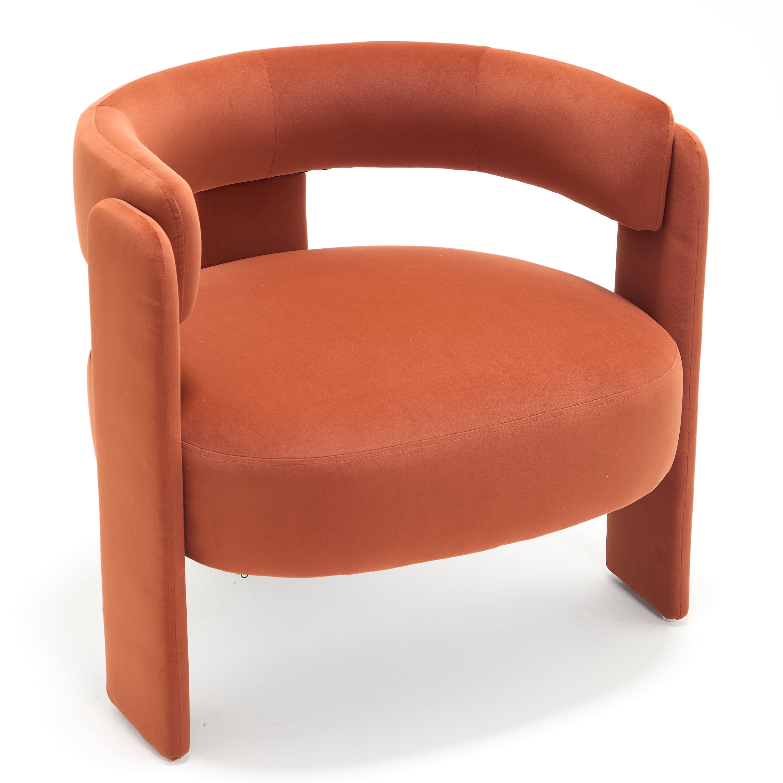 Aukfa Modern Velvet Barrel Accent Chair with 8.66" Thick Seat Cushion, Upholstered Armchair with 300 lb Weight Capacity for Living Room,Orange