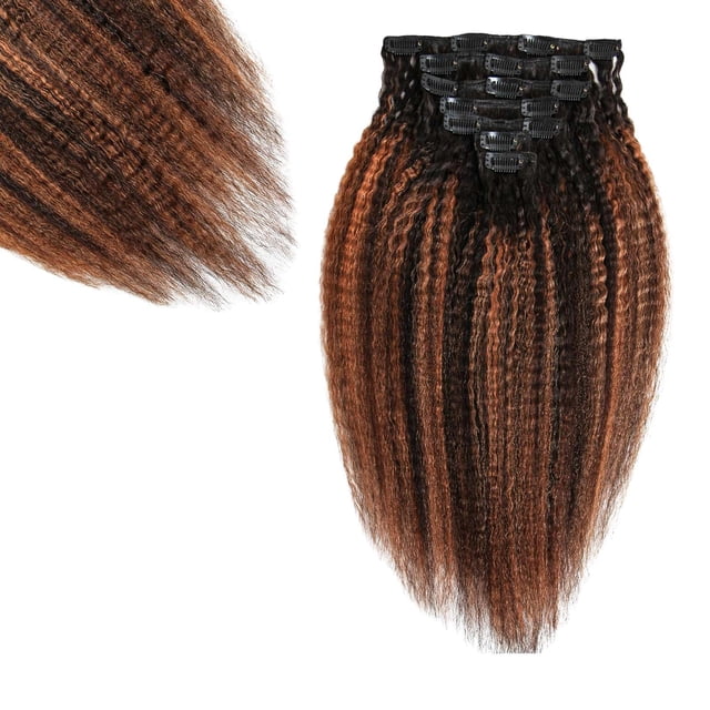 Extensiones con clip SIYUSI Kinky Straight 100% Brazilian Remy