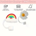 thumbnail image 3 of Silicone Straw Tips Cover Flower Rainbow Reusable Drinking Straw Tips Lids With Charms Dust-Proof Straw Plugs for10mm Straw, 3 of 5