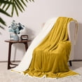 thumbnail image 2 of Moonlight20015 Sherpa Blanket Fluffy Plush Ultra-Soft Bed Blanket Reversible Twin Size Ochre Color, 2 of 8