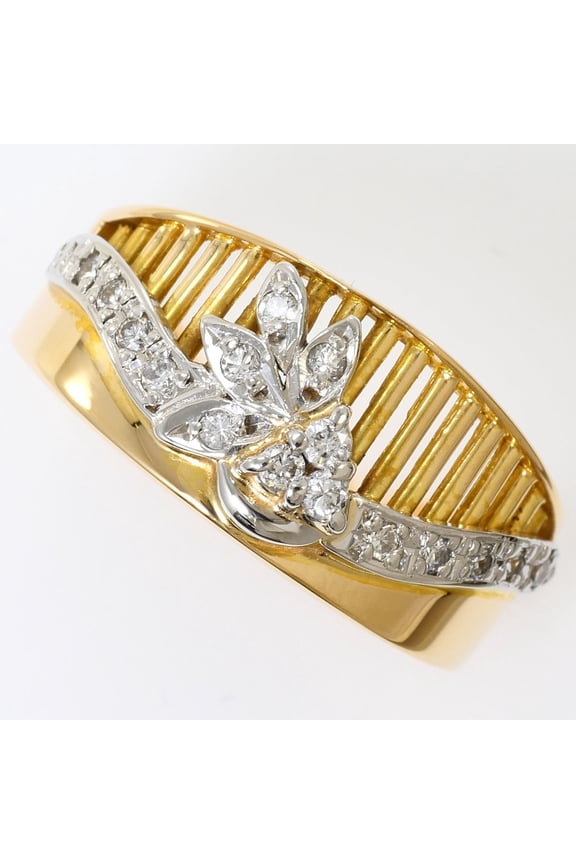 Pre-Owned PT900 Platinum 18K Yellow Gold Ring with 1 Diamond (0.18 ct), Certificate of...