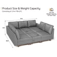 thumbnail image 6 of Oversized Modular Sectional Sleeper Sofa Bed with Storage & Ottoman, Convertible Faux Leather 9 Seat U Shaped Modular Couches for Living Room, 91inch Width, Brown, Grey, 6 of 7