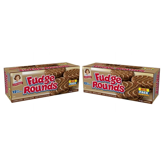 Little Debbie Fudge Rounds, 2 Big Pack Boxes of Chocolate Sandwich Cookies