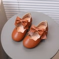 thumbnail image 4 of Girls' Solid Color Bow Flat Shoes, Soft Sole Ballet Style Mary Janes, Ideal for School, Parties, and Everyday Casual Wear Brown 15-18 Months, 4 of 7