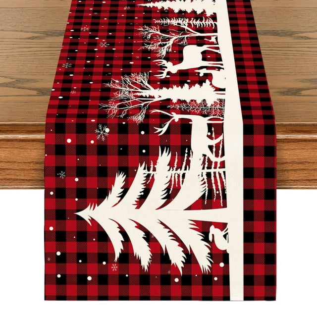 Christmas Elk Printed Tablecloth Decorative Festival Theme for Dining Room Table