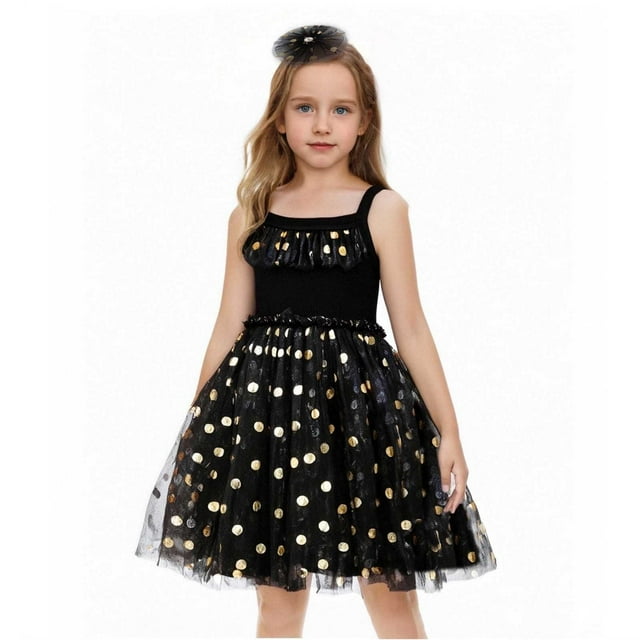 FAIWAD Robe d'Été 2 Pcs pour Tout-Petites Filles, Tenue Sans Manches en Tulle avec Bandeau, Robe de Princesse Formelle pour Fête d'Anniversaire