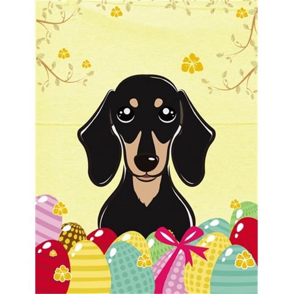 Smooth Black and Tan Dachshund Easter Egg Hunt Flag Garden
