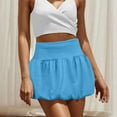 thumbnail image 2 of Women's Trendy Bubble Skirts Solid Color Mini Skirt High Elastic Waisted Skort Tummy Control Shorts Wide Leg Balloon Skorts Ruffled Pleated Short Skater Skirts, 2 of 5