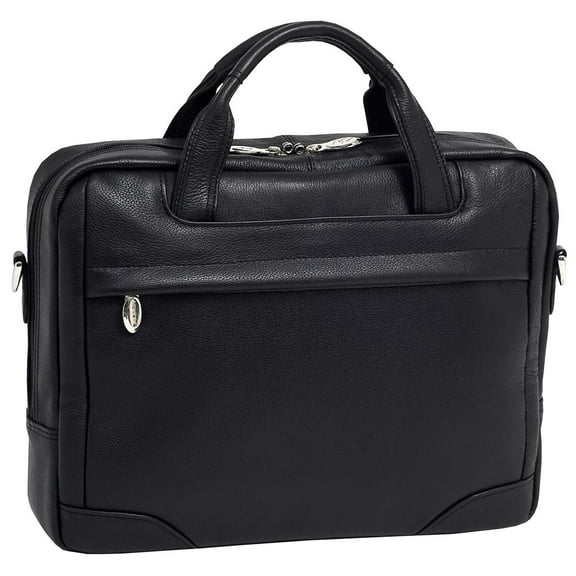 S Series | BRONZEVILLE | 15" Medium Leather Laptop & Tablet Briefcase - Black