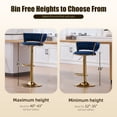 thumbnail image 4 of MOONMISS Bar Stools Set of 2, Adjustable Swivel Barstools, Velvet Counter Height Bar Chair with Back and Footrest for Kitchen Island Dining Room Café Pub,Navy Blue, 4 of 5
