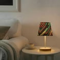 thumbnail image 2 of Yayeee Mini Table Lamp 10.8" Dimmable with Fabric Shade 3 Color Temperatures, Abstract Stripes, 2 of 7
