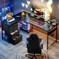 thumbnail image 6 of Casacomoda L Shaped Computer Desk with Charging Station, 53 inch PC Table Study Desk 4 Tier Drawers, Modern Simple Style Laptop Desk for Bedroom, Black, 6 of 8