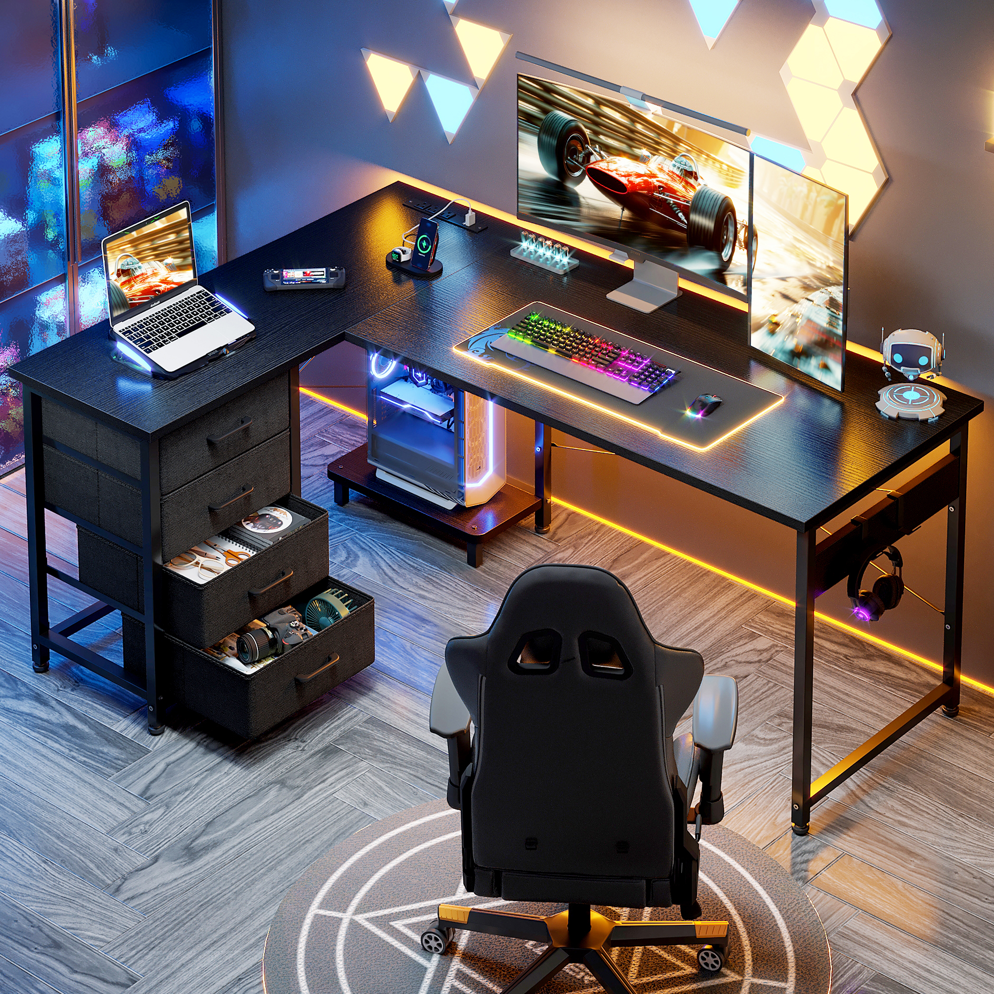 Casacomoda 53" L-Shaped Computer Desk with Charging Station photo 7