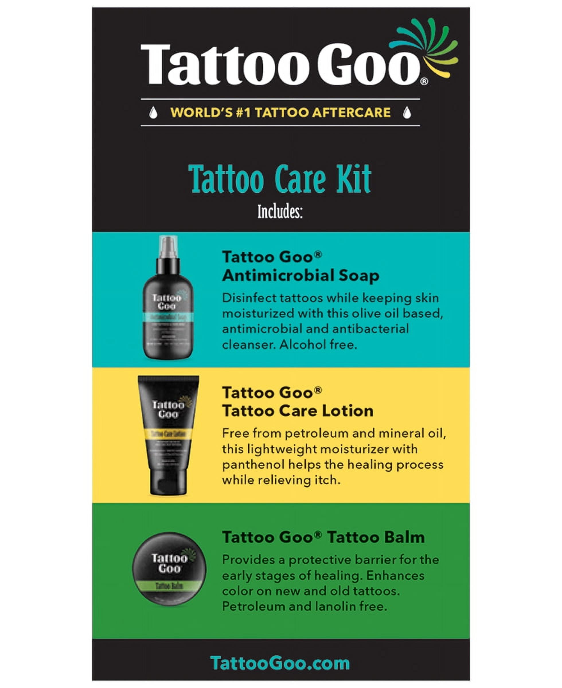 Tattoo Goo Tattoo Care Kit with Antimicrobial Soap, Tattoo Balm & Tattoo  Lotion