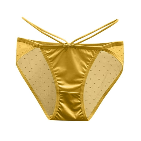 GHSOHS Womens Underwear Thongs Workout Thongs for Women Underwear Lace Women s Low Waist Lace Briefs Solid Cotton Crotch Underwear Panties Seamless Underpants No Show Lace Panties Yellow Panty W M