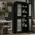 thumbnail image 5 of Palace Imports 100% Solid Wood 32" Pantry Cabinet with Frosted Glass Doors and Adjustable Shelves, Black, 5 of 6