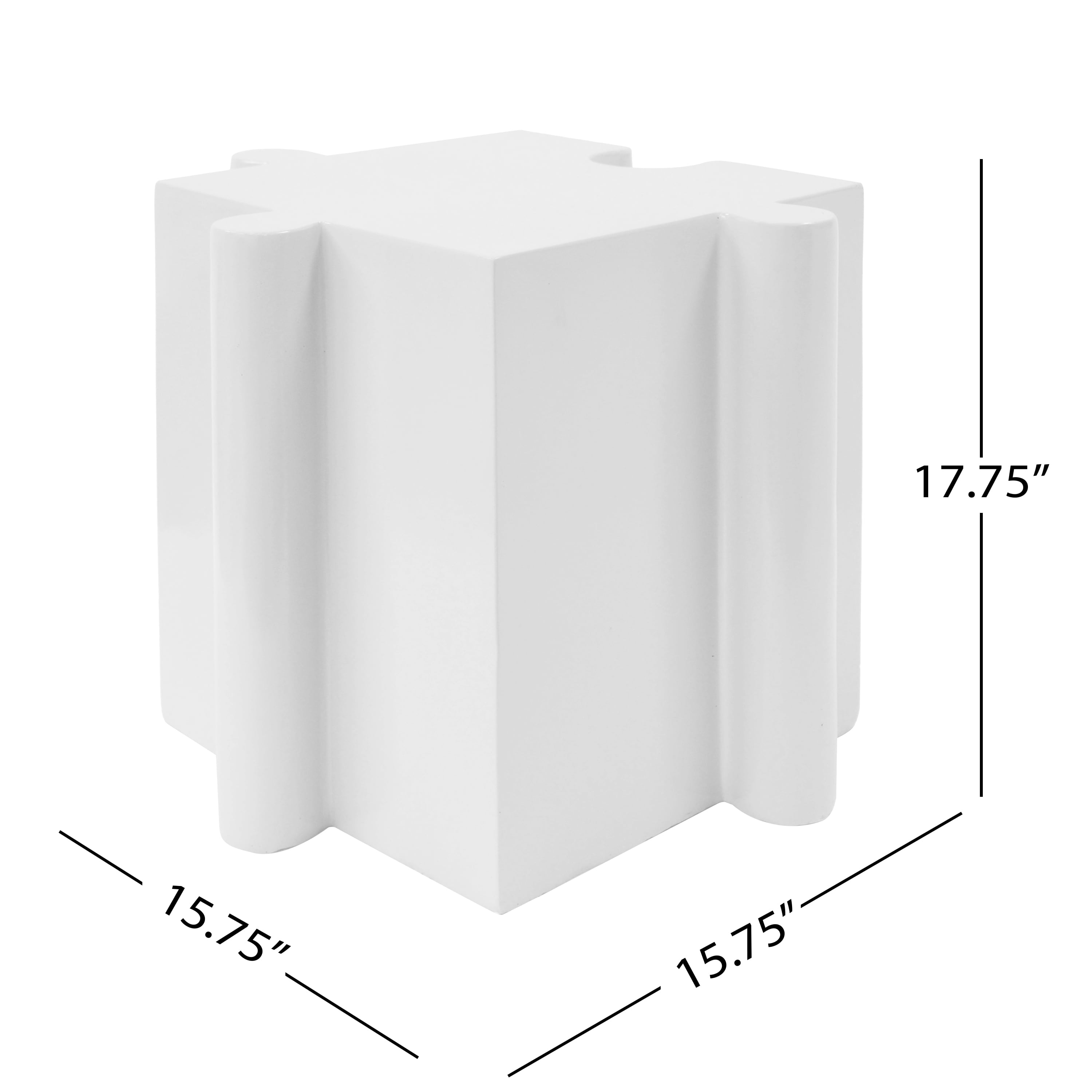 Puzzle Art Side Table, Outdoor Modular Convex Edge Table for Patio Garden Indoor Outdoor, White