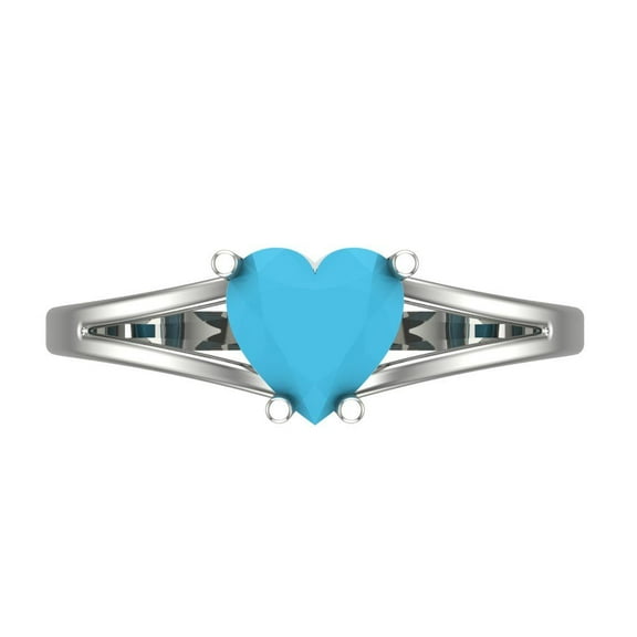 Solitaire Engagement Ring for Women - 1ct Simulated Turquoise in 18K White Gold Promise Ring
