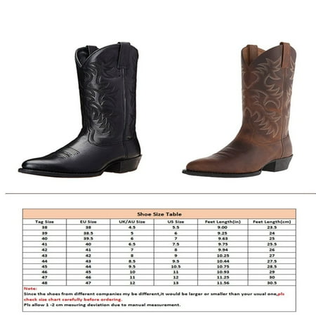 

SHZHRG Men‘s Comfortable Embroidered Calf Cowboy Boots - Stylish and Durable Riding Footwear Western-inspired Design for all-day Comfort and Support
