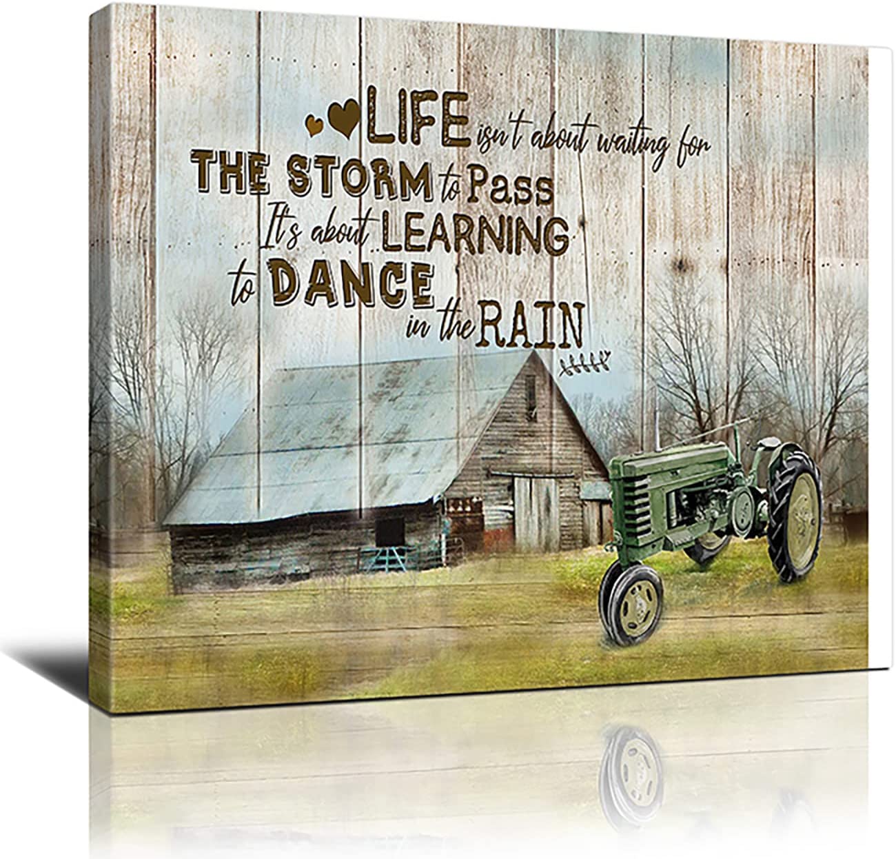 WISH TREE Farmhouse Wall Art Rustic Abstract Barn Tractor Wall Decor Old Barn Pictures Painting