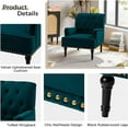 thumbnail image 3 of Upholstered Armchair Set of 2 Velvet Lounge Accent Chair Single Sofa Button Nailhead Wooden Legs Living Room Bedroom Teal, 3 of 6