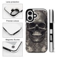 thumbnail image 3 of Compatible with iPhone 11 12 13 mini 14 15 16 Pro Max Plus Wallet Case with Card Holder, PU Leather Kickstand Card Slots Case ( Black Skull, iPhone 16), 3 of 7