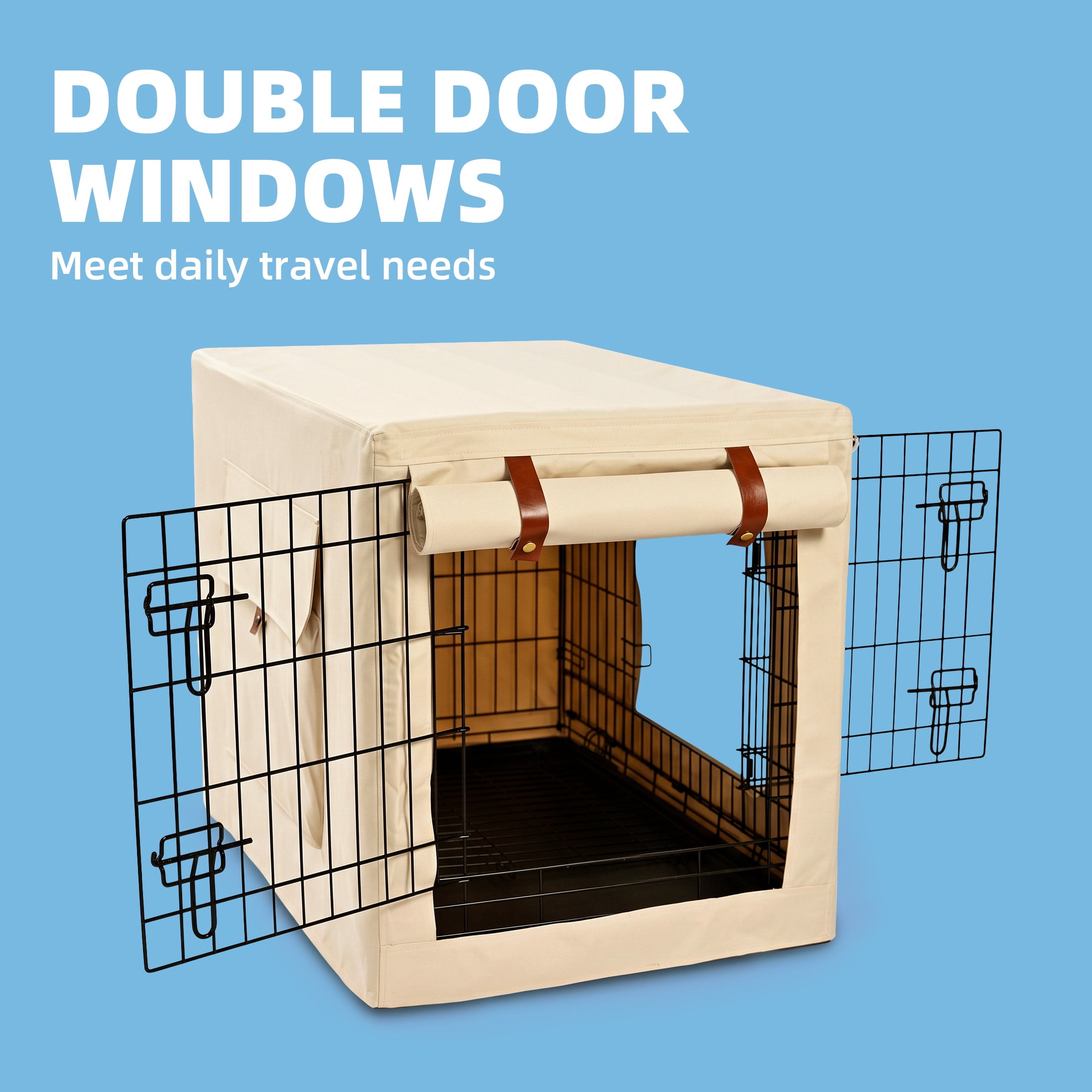 Vibrant Life 24" Dog Crate Cover with Breathable Panels, Beige