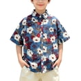 thumbnail image 2 of BRGZLK Boys Hawaiian Shirts Trendy Tropical Relaxed Fit Short Sleeve Button Down Tops Casual Floral Beach Shirt for Kids Summer Vacation Dark Blue 12-13Y, 2 of 6