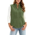 thumbnail image 3 of Ywyfzly Women's Fleece Vest Zip Up Stand Collar Sleeveless Gilet with Pockets Warm Casual Fall Winter Outerwear Army Green XXXL, 3 of 8
