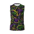 thumbnail image 6 of Lsque Neon Mardi Gras Print Men's Cotton Blend Sleeveless Muscle Shirts (S-3XL)- Moisture Wicking, Odor Protection, UPF 30+,X-Large, 6 of 8