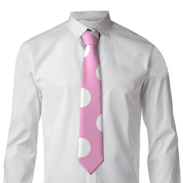 Goofa Pink And White Polka Dot Pattern Men's Necktie Classic Silk Tie Woven Jacquard Neck Ties Necktie for Business and Wedding Formal Neckties