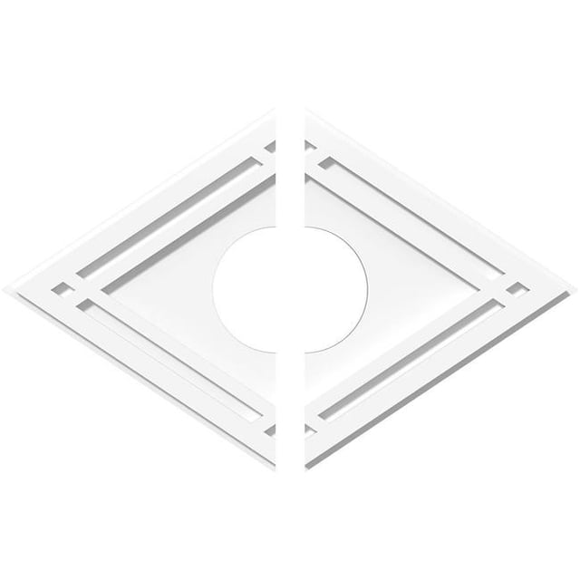 Ekena Millwork CMP26X17DD2-06000 6 in. ID x 9 in. Rectangle Diamond Architectural Grade PVC Contemporary Ceiling Medallion - 2 Piece