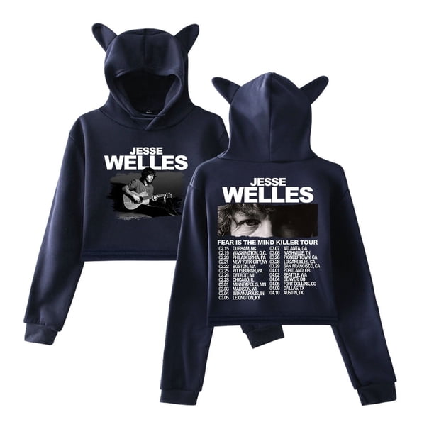 Jesse Welles Fear Is The Mind Killer Tour Sudadera con capucha con orejas de gato para mujer Camiseta de manga larga