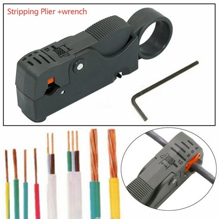 

Clearance！ Lognanla 1X Cable Stripping Pliers 1X Hexagonal Adjustable Wrench Automatic Stripping Plier Cable Stripper Tools Double Stripped Wire Black