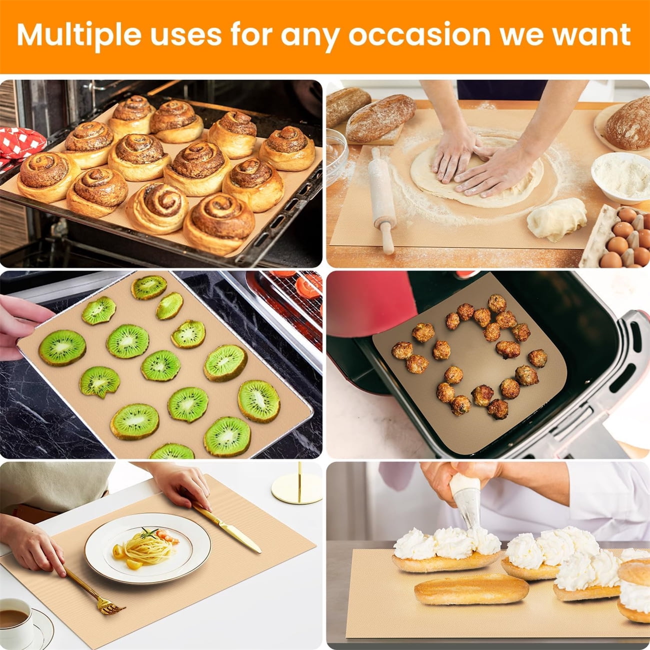 Silicone Baking Sheet,Bexikou Free Cutting Non-Slip Pastry Mat,Non-Stick Baking Mat Roll,Heat Resistant Silicone Pastry Mat Dough Rolling Mat, Silicone Oven Liner for Kitchen Baking-11.8in*6FT