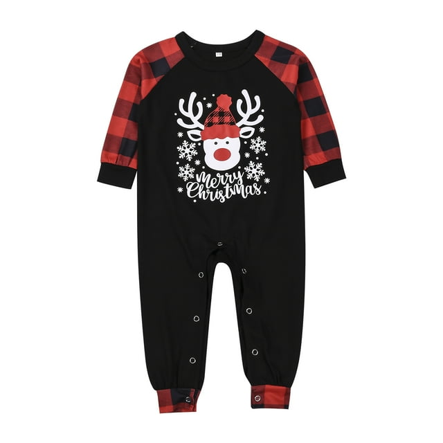 xiaxaixu Hauts Imprimés Faon et Pantalons à Carreaux Pyjamas Parent-Enfant