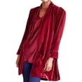 thumbnail image 2 of Women's Casual Velvet Long Cardigan Jacket Loose Suit Style Blazer Outer​​, 2 of 6